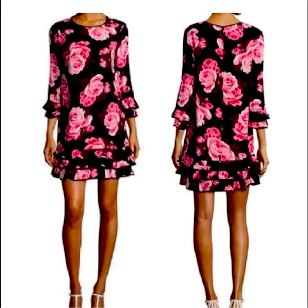 Kate Spade Women's Size S Rambling Roses Rosa Ruffle Hem Shift Dress